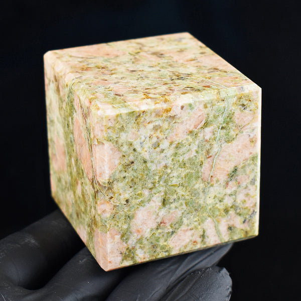 Natural 1560.00 Cts Genuine Blood Green Unakite Crystal Specimen Gemstone Cube