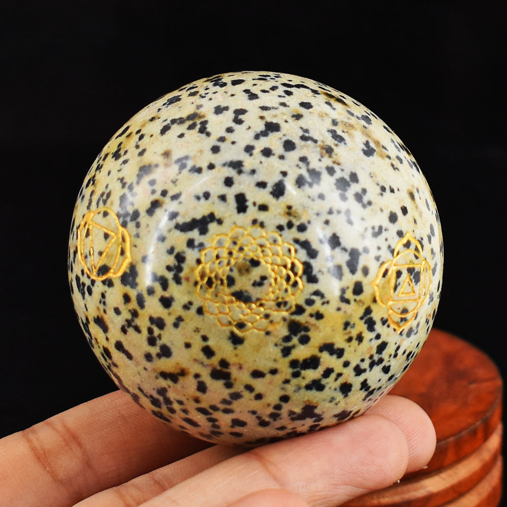 Genuine 1174.00 Cts Dalmation Jasper Seven Chakra Crystal Specimen Gemstone Healing Sphere