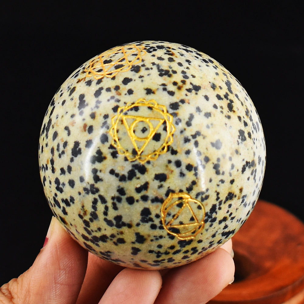 Genuine 1174.00 Cts Dalmation Jasper Seven Chakra Crystal Specimen Gemstone Healing Sphere