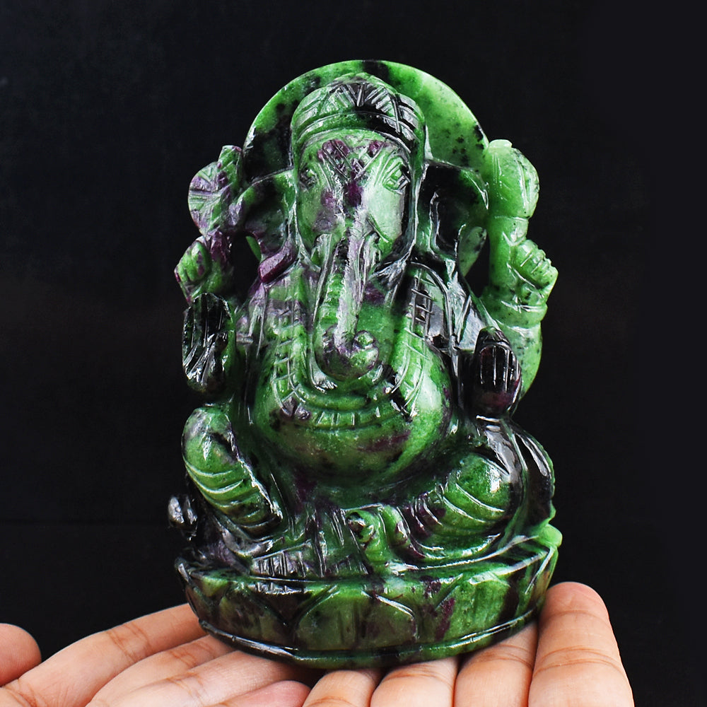 Craftsmen 4539.00 Cts Genuine  Ruby Zoisite Hand Carved Crystal Gemstone Carving Lord Ganesha