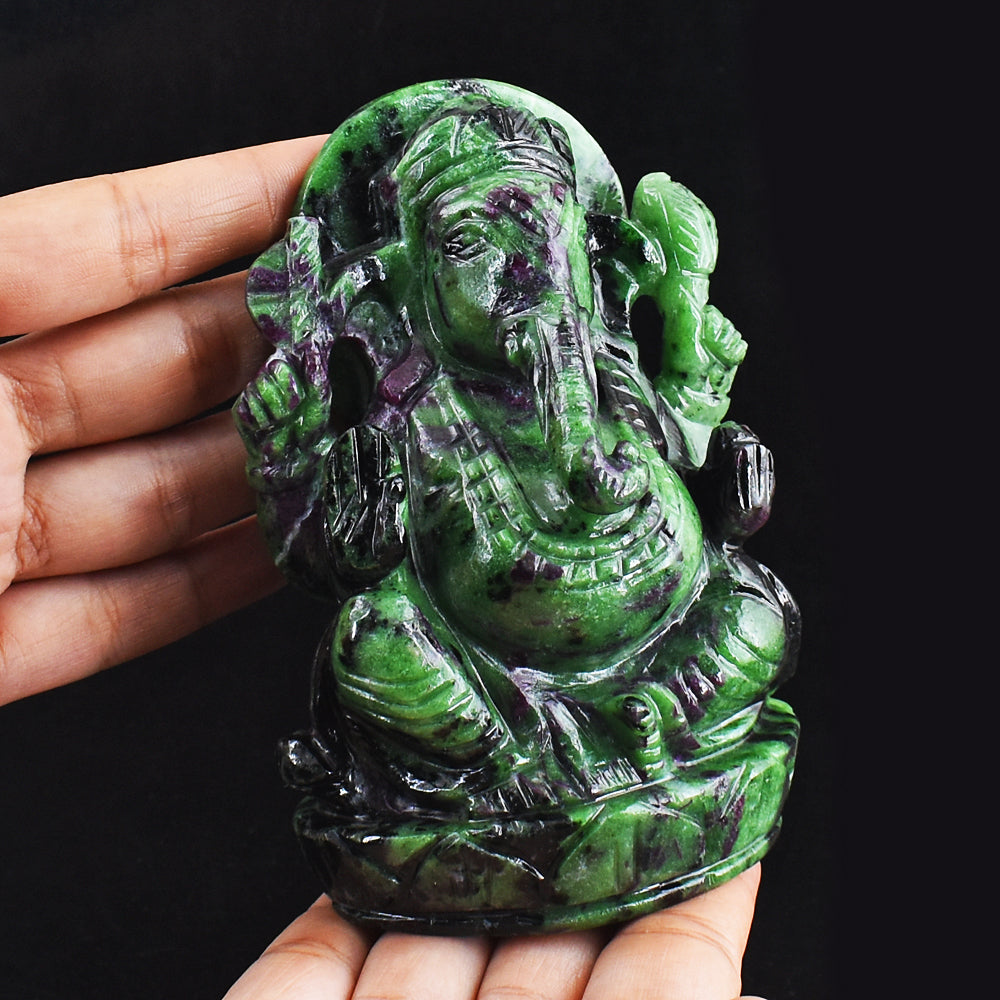 Craftsmen 4539.00 Cts Genuine  Ruby Zoisite Hand Carved Crystal Gemstone Carving Lord Ganesha