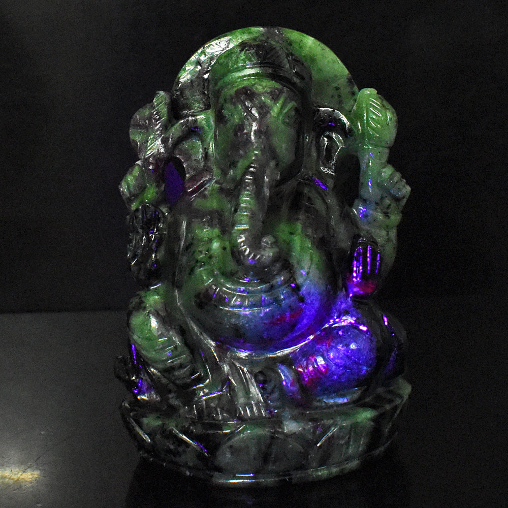 Craftsmen 4539.00 Cts Genuine  Ruby Zoisite Hand Carved Crystal Gemstone Carving Lord Ganesha