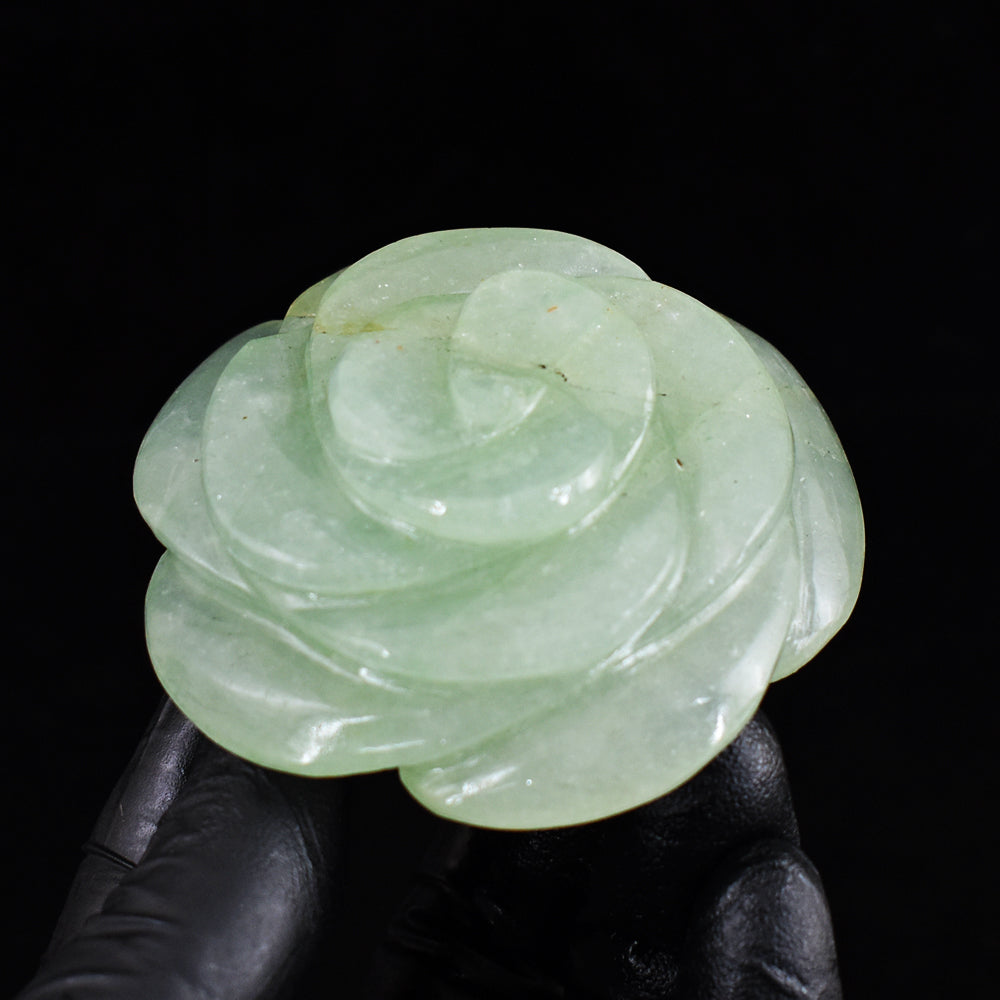 Exclusive 516.00 Cts Genuine Green Aventurine Hand Carved Gemstone Rose Carving