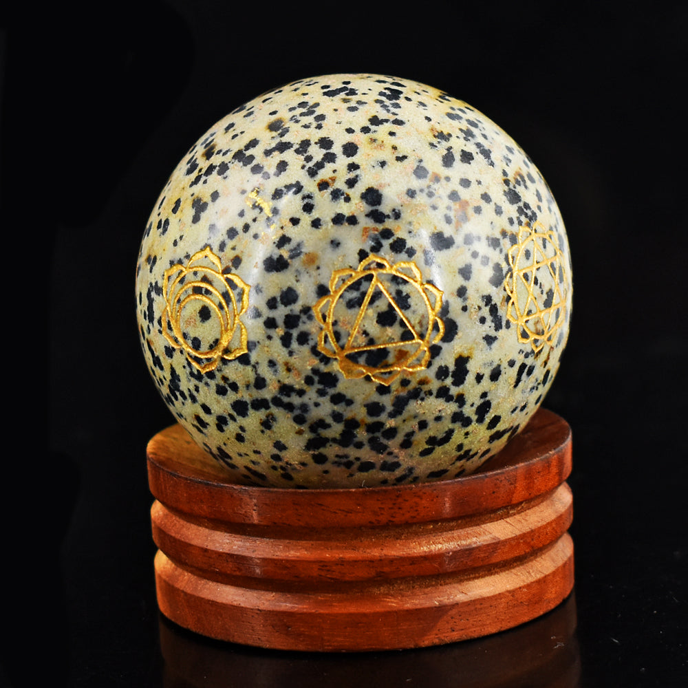 Genuine 1174.00 Cts Dalmation Jasper Seven Chakra Crystal Specimen Gemstone Healing Sphere