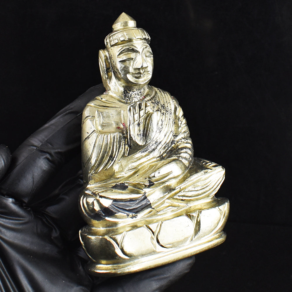 Beautiful 1849.00 Cts Genuine Pyrite Hand Carved Crystal Buddha Statue Gemstone Carving