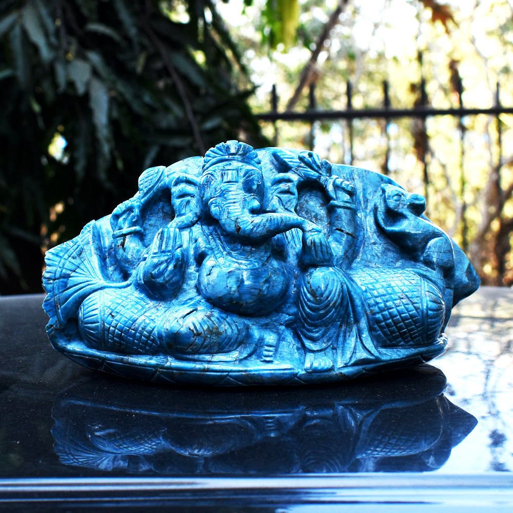 Stunning 12965.00 Cts Genuine Apatite Hand Carved Gemstone Crystal Ganesha Carving