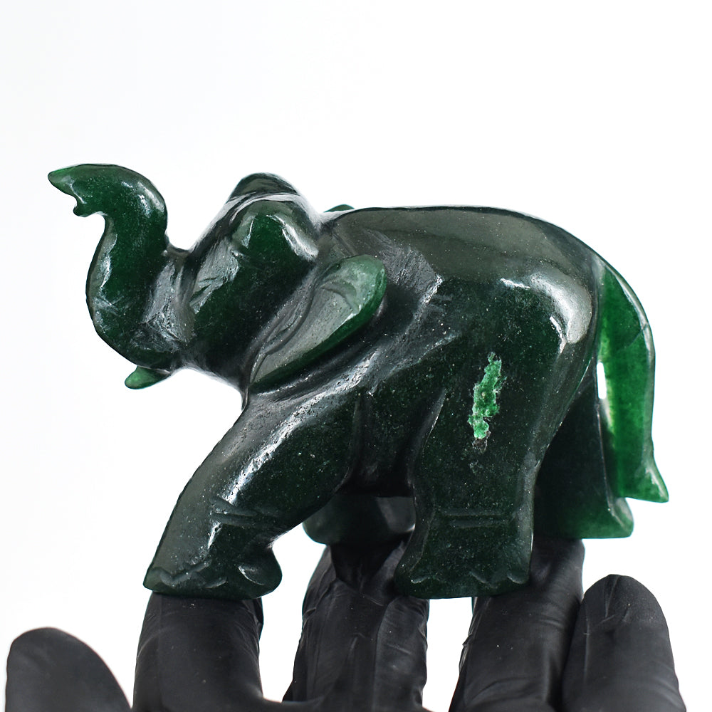 Stunning 1352.00 Cts Genuine Green Jade Hand Carved Crystal Gemstone Elephant Carving