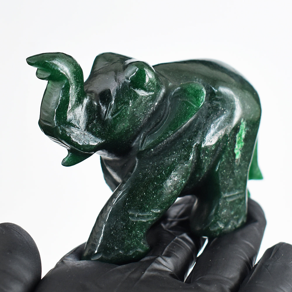 Stunning 1352.00 Cts Genuine Green Jade Hand Carved Crystal Gemstone Elephant Carving