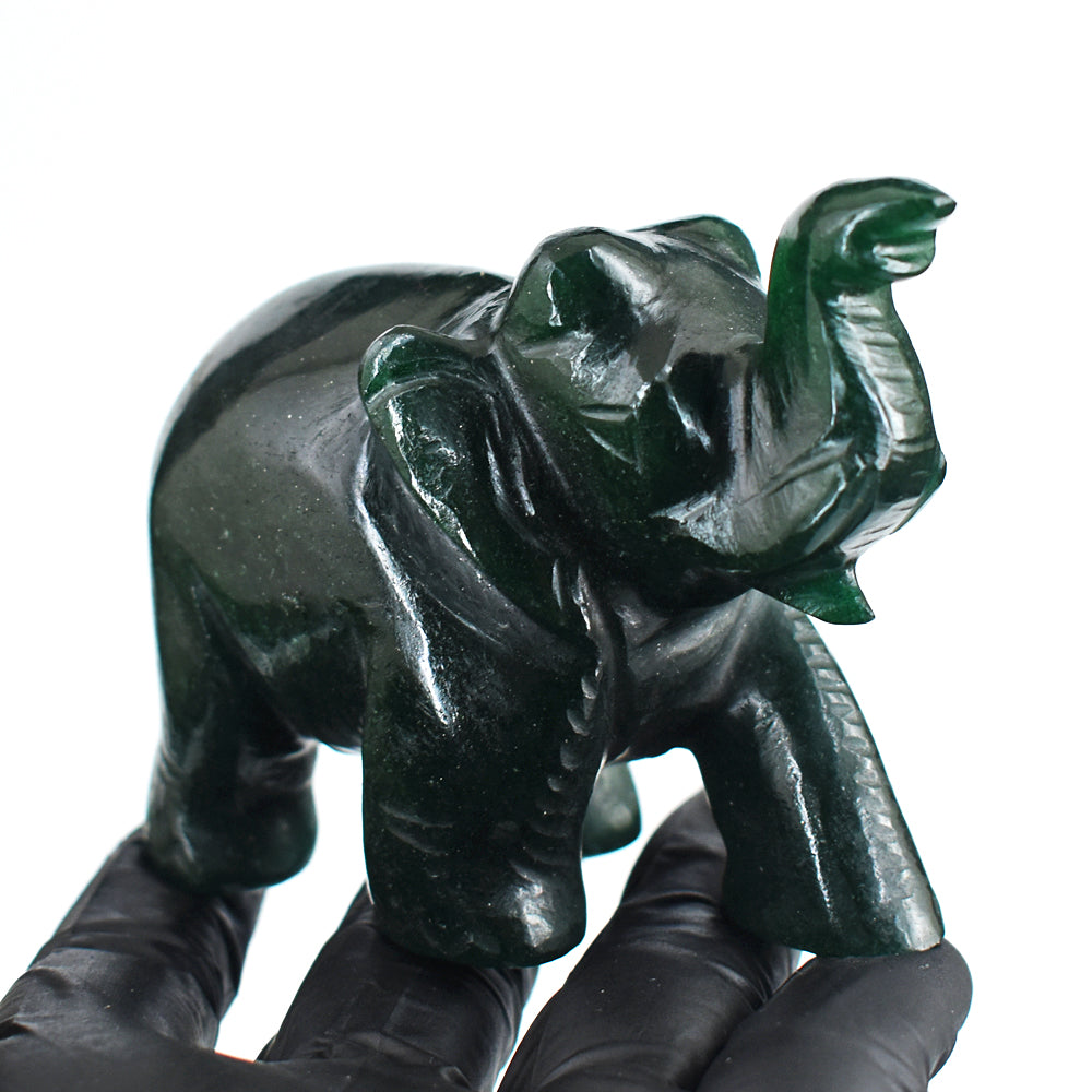 Stunning 1352.00 Cts Genuine Green Jade Hand Carved Crystal Gemstone Elephant Carving