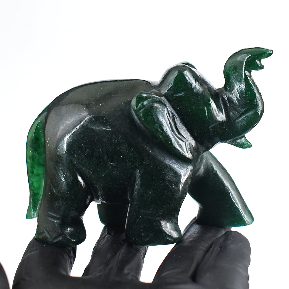 Stunning 1352.00 Cts Genuine Green Jade Hand Carved Crystal Gemstone Elephant Carving