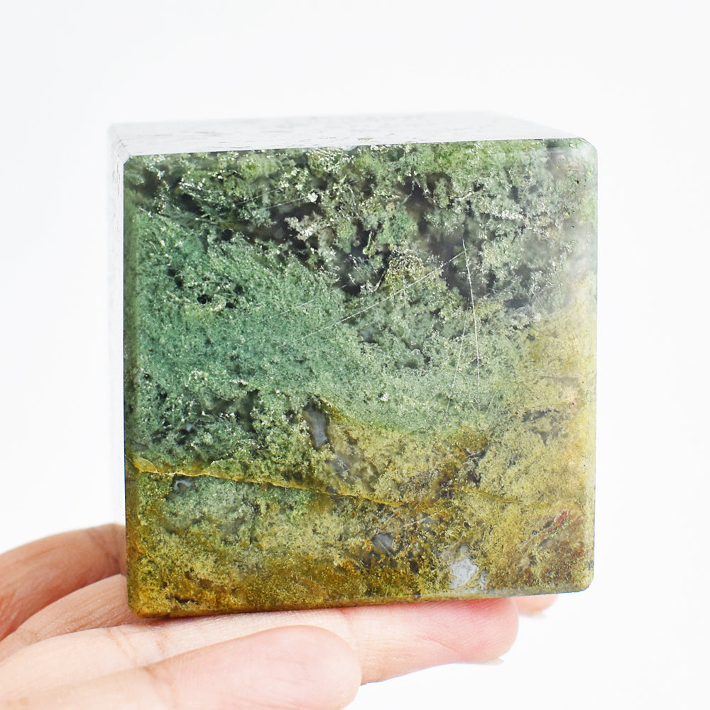 Exclusive 1783.00 Carats Genuine Green Moss Agate Crystal Specimen Cube Healing Gemstone