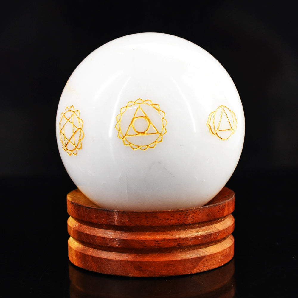 Exclusive 1550.00 Cts Genuine White Agate Seven Chakra Crystal Specimen Gemstone Healing Sphere