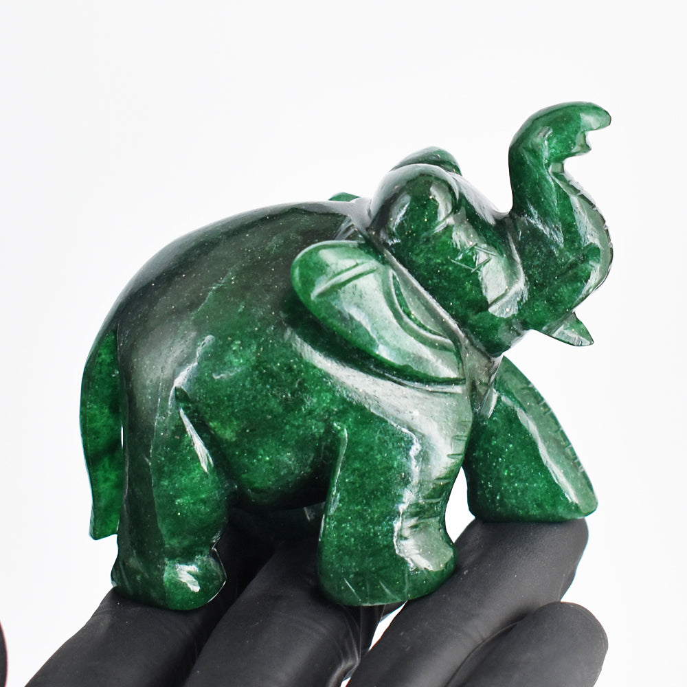 Stunning 1022.00 Cts Genuine Green Jade Hand Carved Crystal Gemstone Elephant Carving