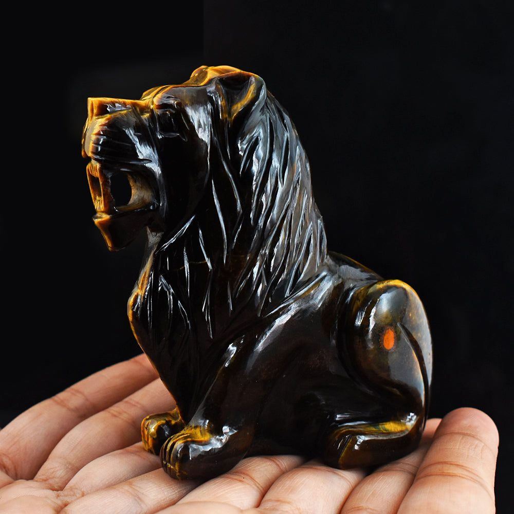 Craftsmen 1688.00 Cts  Genuine Tiger Eye  Hand Carved Crystal Gemstone Carving Lion