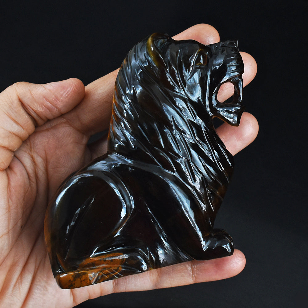 Craftsmen 1688.00 Cts  Genuine Tiger Eye  Hand Carved Crystal Gemstone Carving Lion