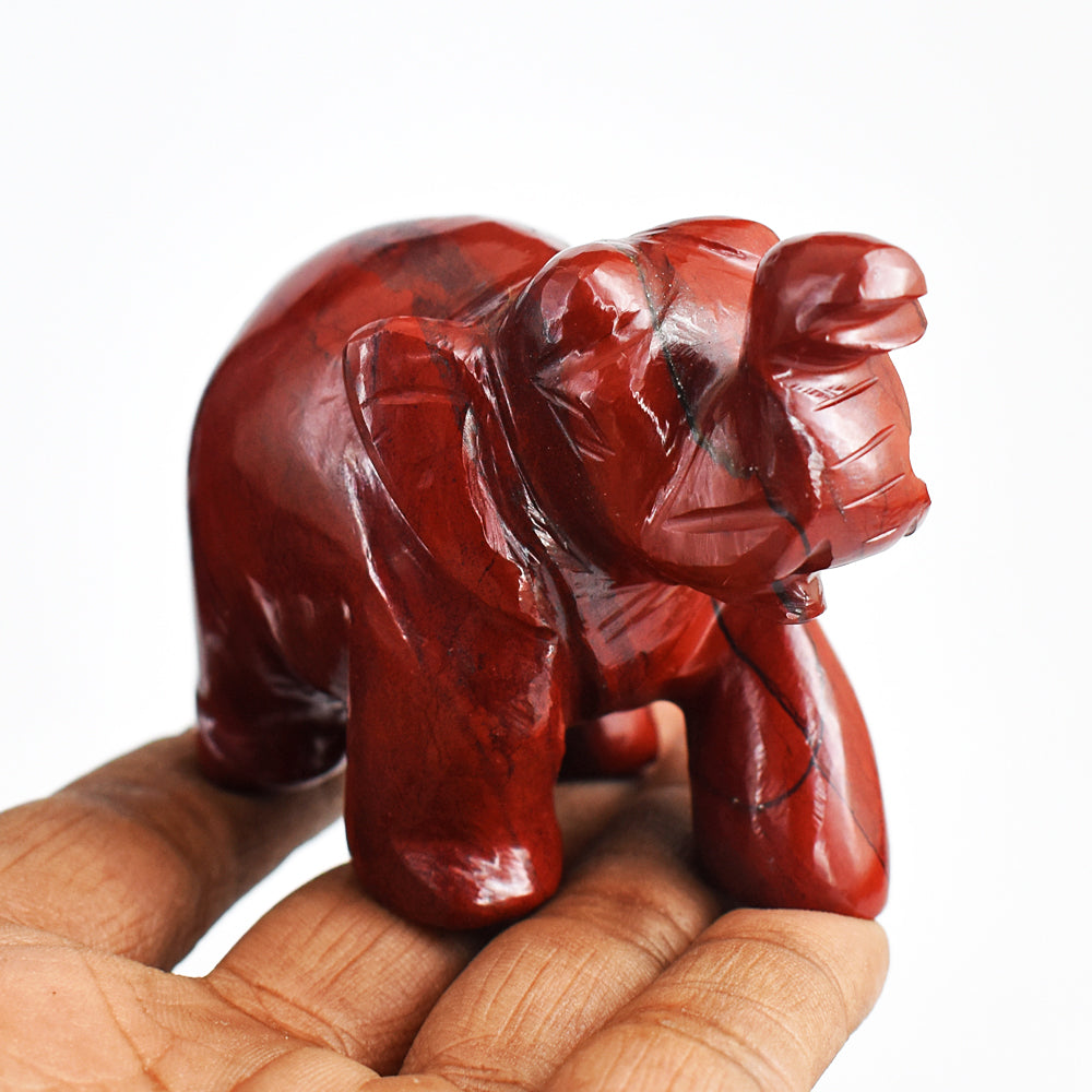 Gorgeous 842.00 Carats  Genuine Red Jasper  Hand  Carved  Crystal Gemstone Carving Elephant