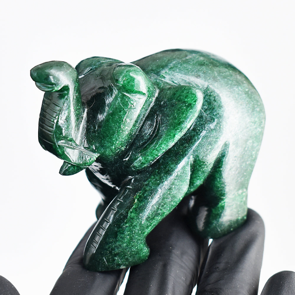 Amazing 1192.00 Cts Genuine Jade Hand Carved Crystal Gemstone Carving Elephant