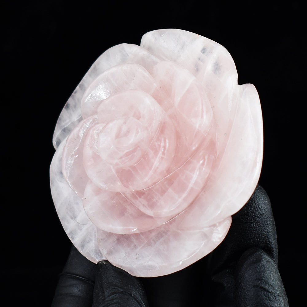 Natural 564.00 Cts Genuine Pink Rose Quartz Hand Carved Crystal Rose Gemstone Carving