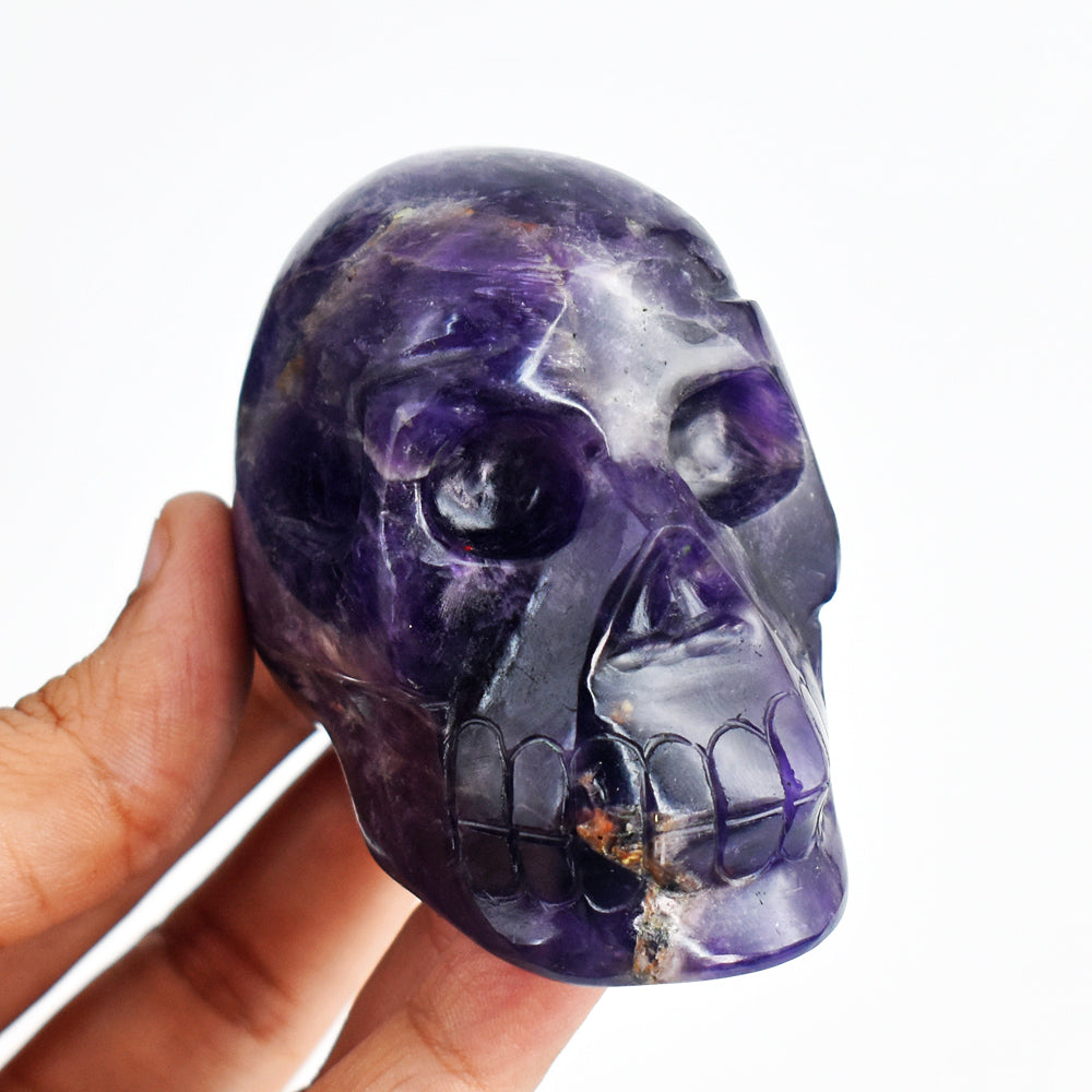 Craftsmen 1213.00 Carats Genuine Purple  Amethyst Hand Carved Crystal Gemstone Skull Carving