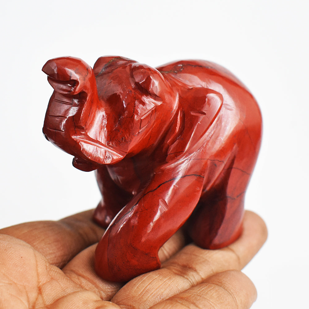 Gorgeous 842.00 Carats  Genuine Red Jasper  Hand  Carved  Crystal Gemstone Carving Elephant