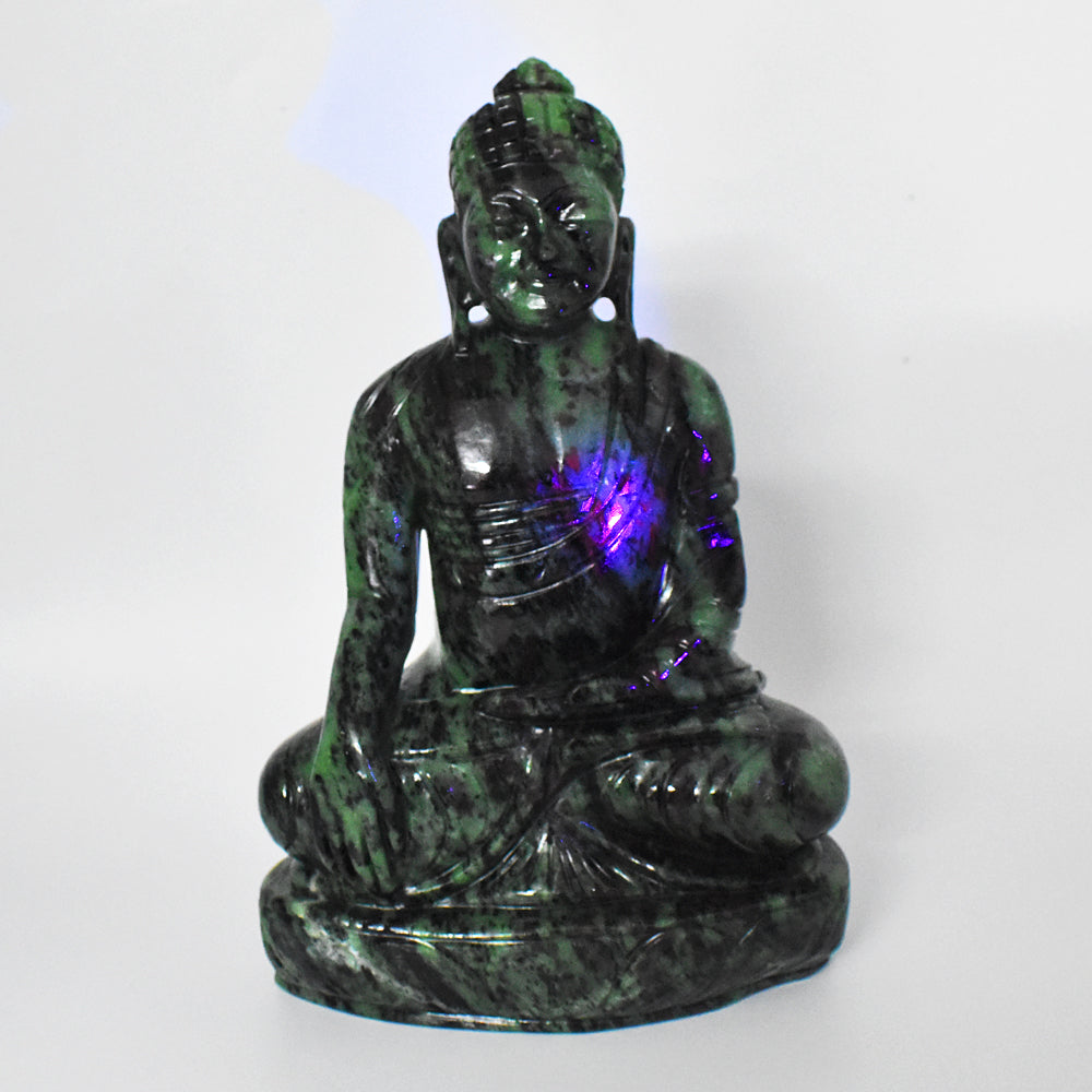 Stunning  8950.00 Cts Genuine Ruby Zoisite Hand Carved Crystal Buddha Idol Gemstone Carving