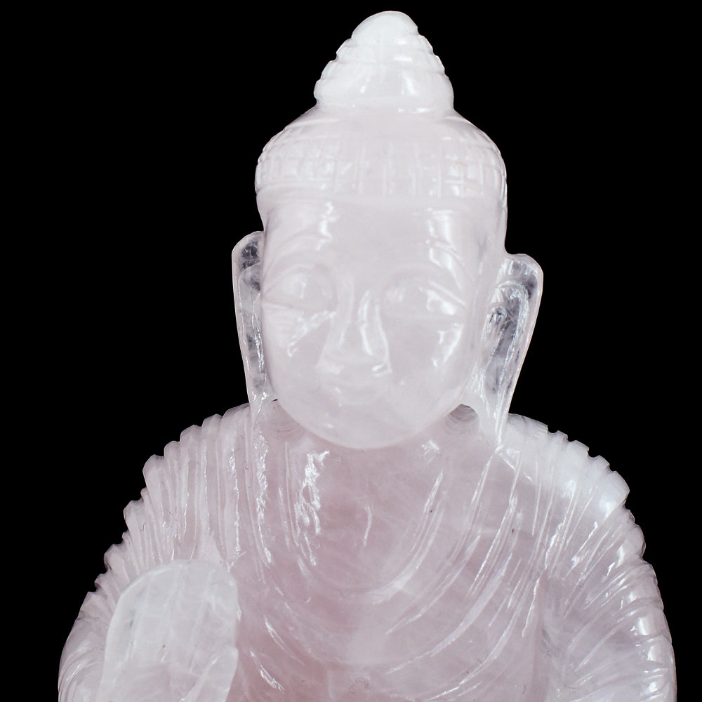 Natural 4037.00 Cts Genuine Pink Rose Quartz Hand Carved Gemstone Crystal Buddha Statue Carving