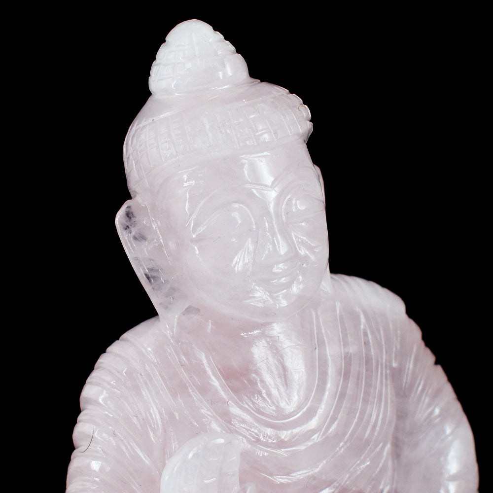 Natural 4037.00 Cts Genuine Pink Rose Quartz Hand Carved Gemstone Crystal Buddha Statue Carving