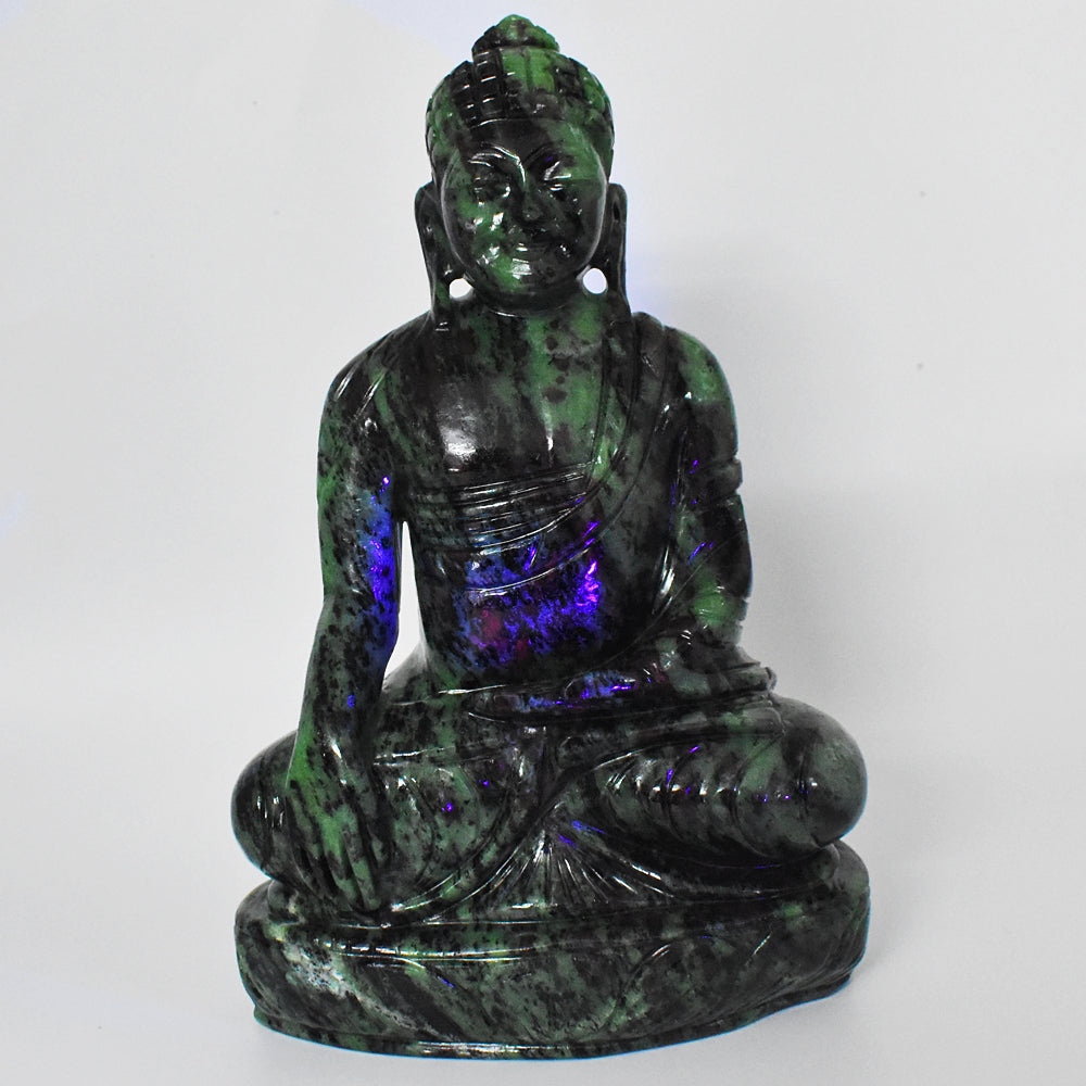 Stunning  8950.00 Cts Genuine Ruby Zoisite Hand Carved Crystal Buddha Idol Gemstone Carving