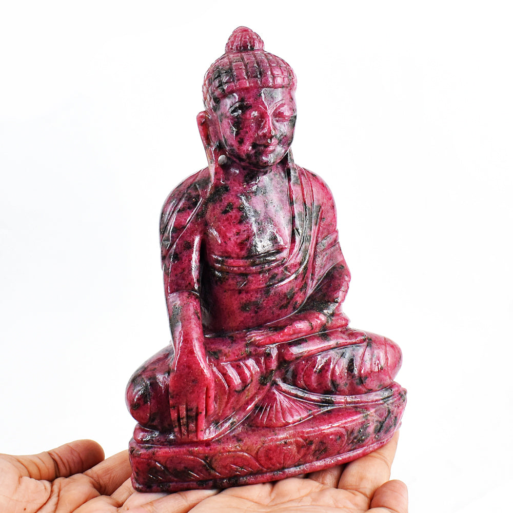 Natural  11850.00 Carats Genuine Rhodonite Hand Carved Crystal Buddha Idol Gemstone Carving