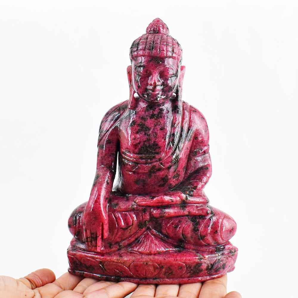 Natural  11850.00 Carats Genuine Rhodonite Hand Carved Crystal Buddha Idol Gemstone Carving