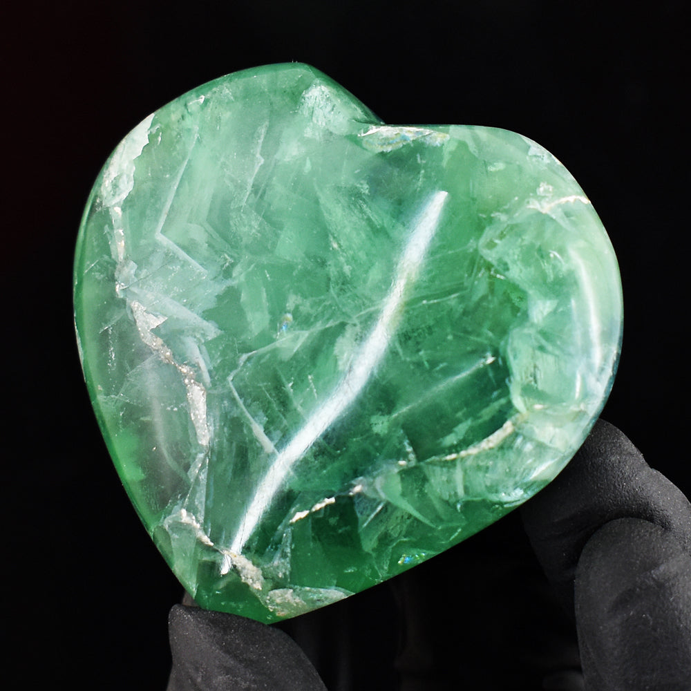 Beautiful 528.00 Cts Genuine Green Fluorite Gemstone Crystal Specimen Healing Heart