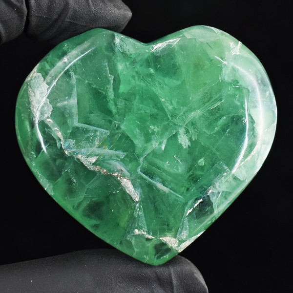 Beautiful 528.00 Cts Genuine Green Fluorite Gemstone Crystal Specimen Healing Heart