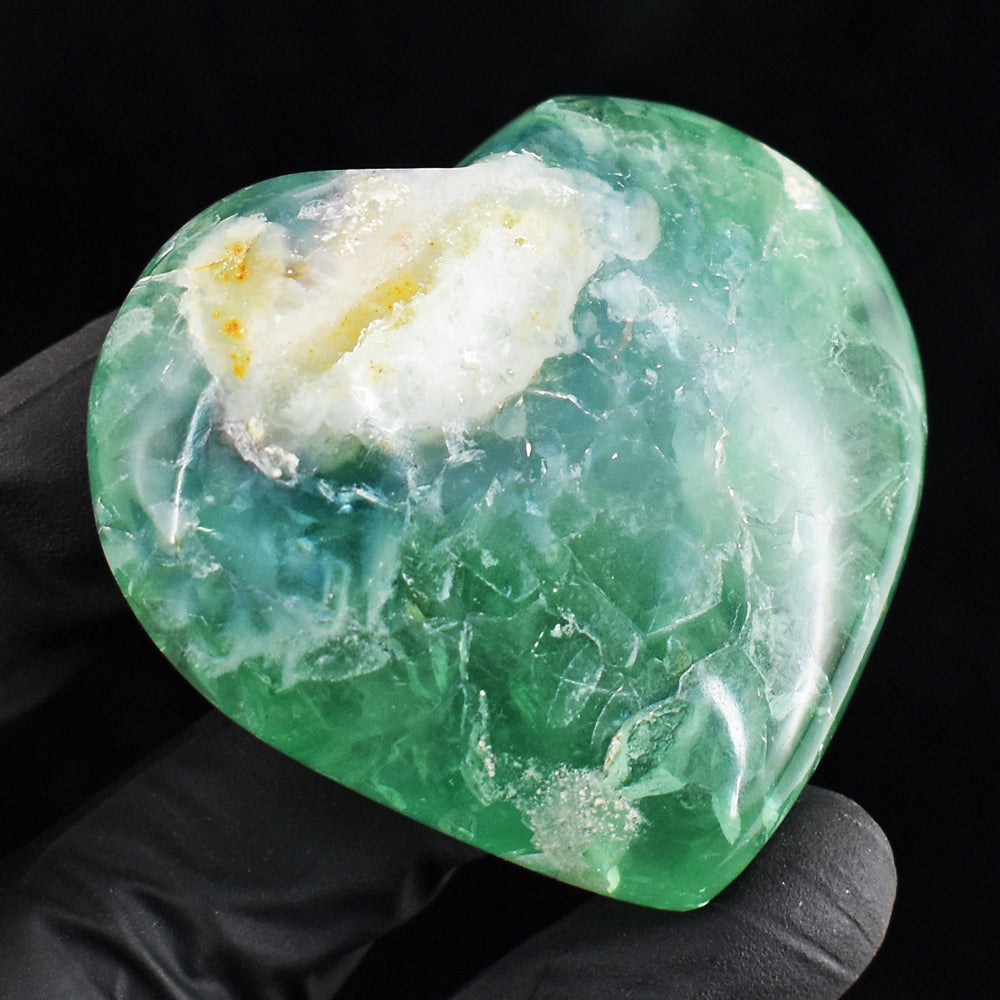 Beautiful 528.00 Cts Genuine Green Fluorite Gemstone Crystal Specimen Healing Heart