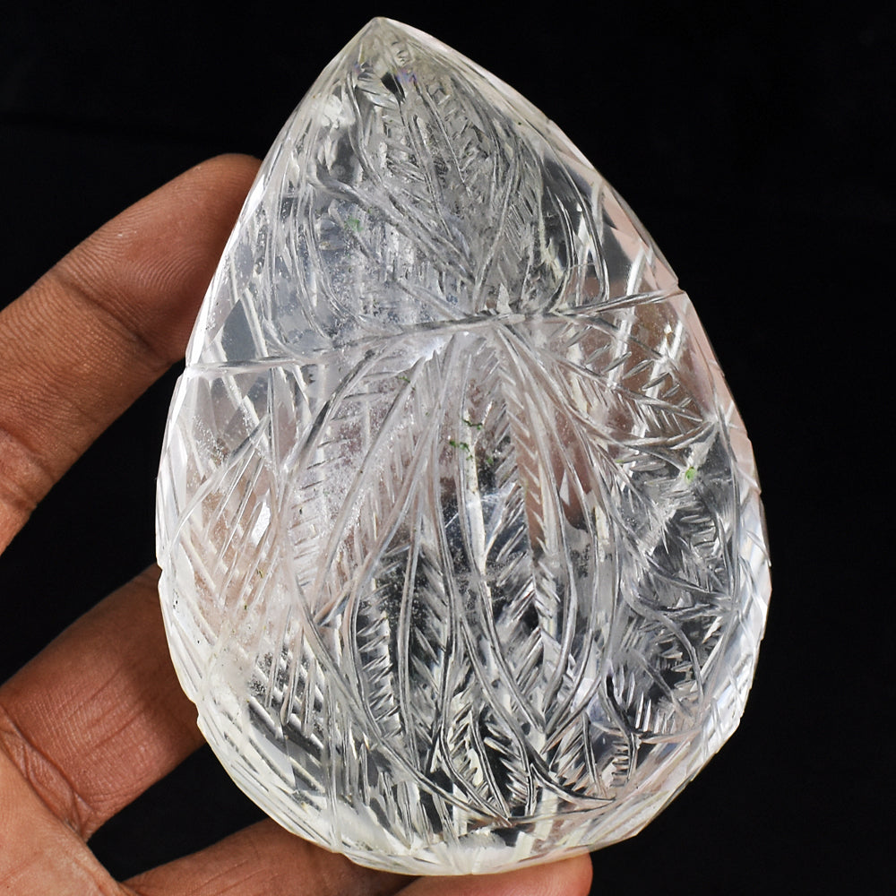 Fancy 1278.00 Cts White Quartz Hand Carved Genuine Crystal Gemstone Mughal Carved Cabochon