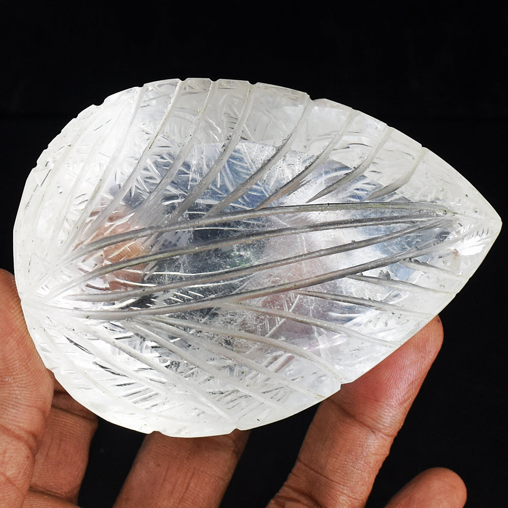 Fancy 1278.00 Cts White Quartz Hand Carved Genuine Crystal Gemstone Mughal Carved Cabochon