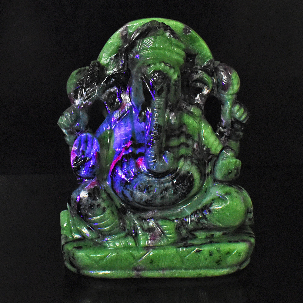 Excellent 5560.00 Cts Genuine Ruby Zoisite Hand Carved Crystal Lord Ganesha Gemstone Carving