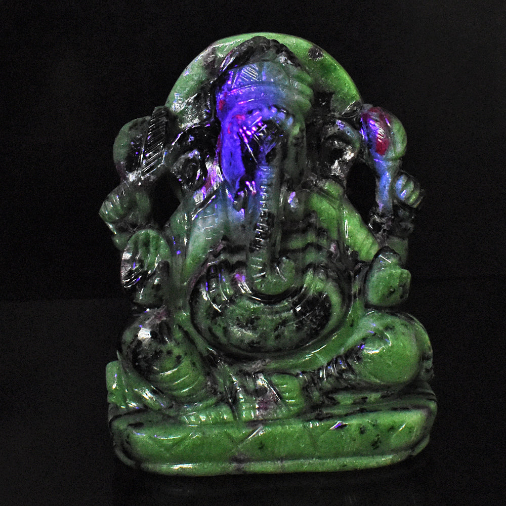 Excellent 5560.00 Cts Genuine Ruby Zoisite Hand Carved Crystal Lord Ganesha Gemstone Carving