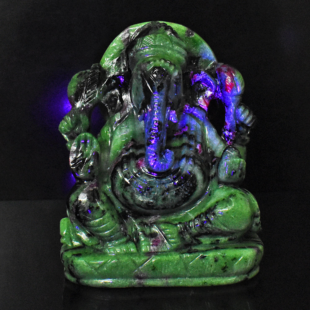 Excellent 5560.00 Cts Genuine Ruby Zoisite Hand Carved Crystal Lord Ganesha Gemstone Carving