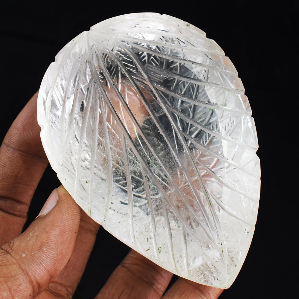 Fancy 1278.00 Cts White Quartz Hand Carved Genuine Crystal Gemstone Mughal Carved Cabochon