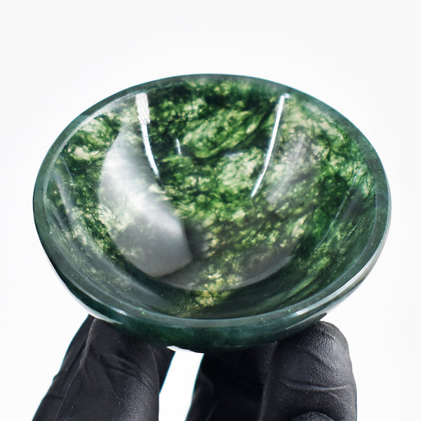 Beautiful 170.00 Cts Genuine Green Moss Agate Crystal Specimen Gemstone Crystal Bowl