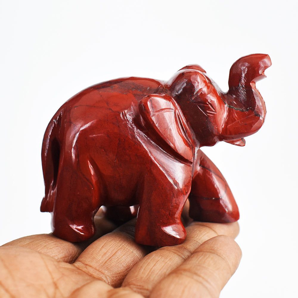 Gorgeous 842.00 Carats  Genuine Red Jasper  Hand  Carved  Crystal Gemstone Carving Elephant