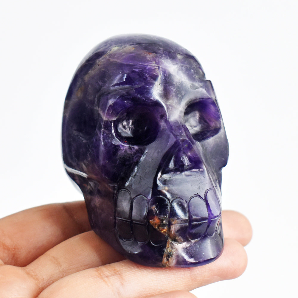 Craftsmen 1213.00 Carats Genuine Purple  Amethyst Hand Carved Crystal Gemstone Skull Carving