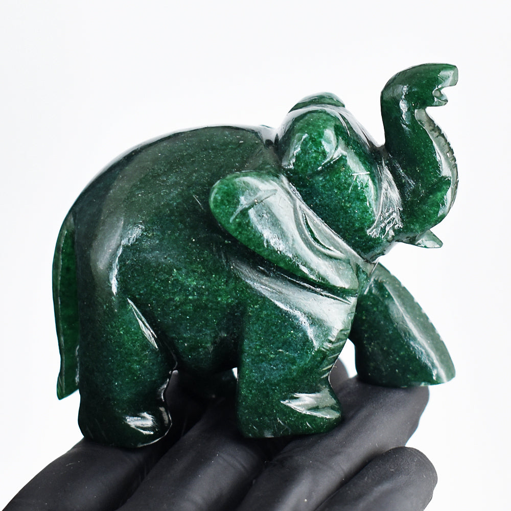 Amazing 1192.00 Cts Genuine Jade Hand Carved Crystal Gemstone Carving Elephant