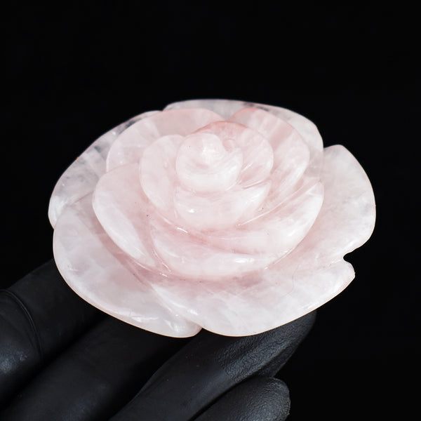 Natural 564.00 Cts Genuine Pink Rose Quartz Hand Carved Crystal Rose Gemstone Carving