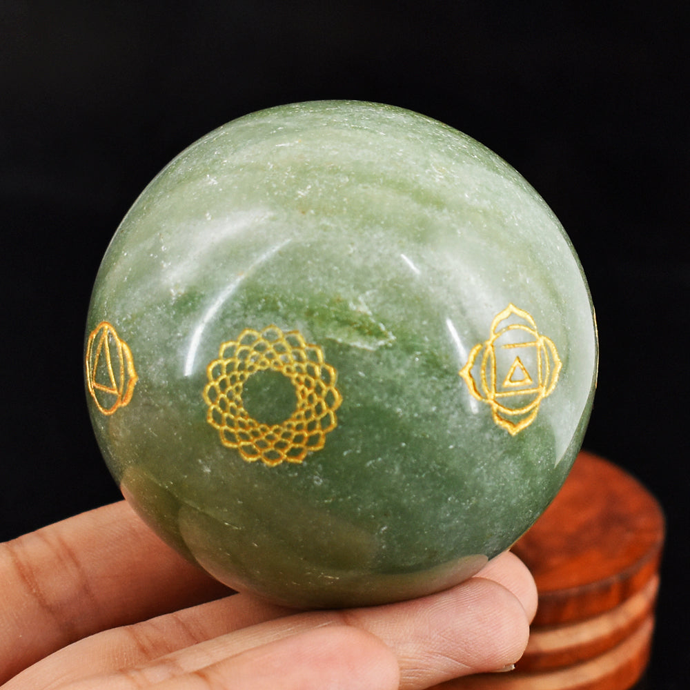 Exclusive 1463.00 Cts Genuine Green Aventurine Seven Chakra Crystal Specimen Gemstone Healing Sphere