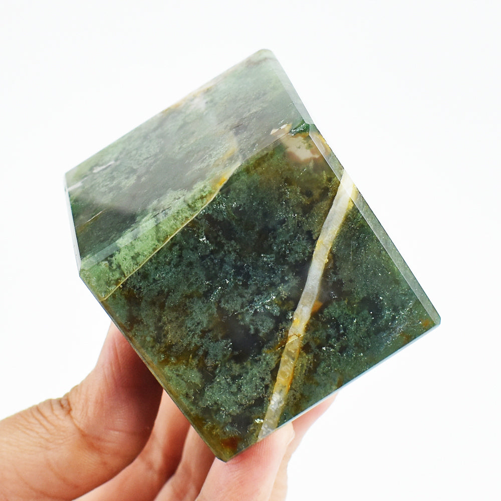 Artisian 1442.00 Cts Genuine Moss Agate Crystal Specimen Gemstone Cube