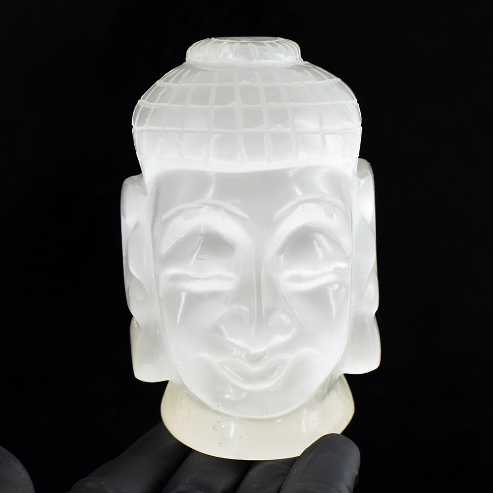 Craftsmen 2293.00 Cts Genuine Selenite Hand Carved Crystal Gemstone Buddha Head Carving