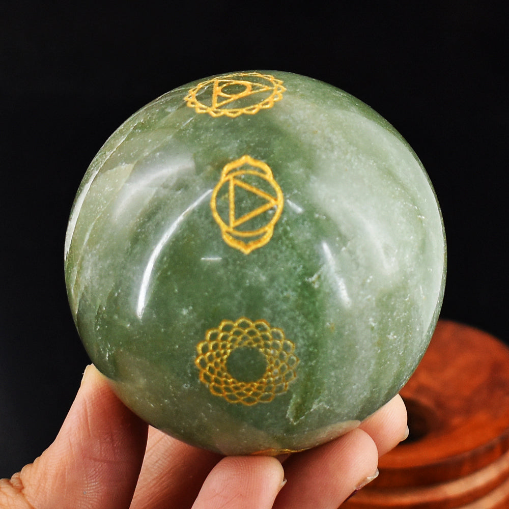 Exclusive 1463.00 Cts Genuine Green Aventurine Seven Chakra Crystal Specimen Gemstone Healing Sphere