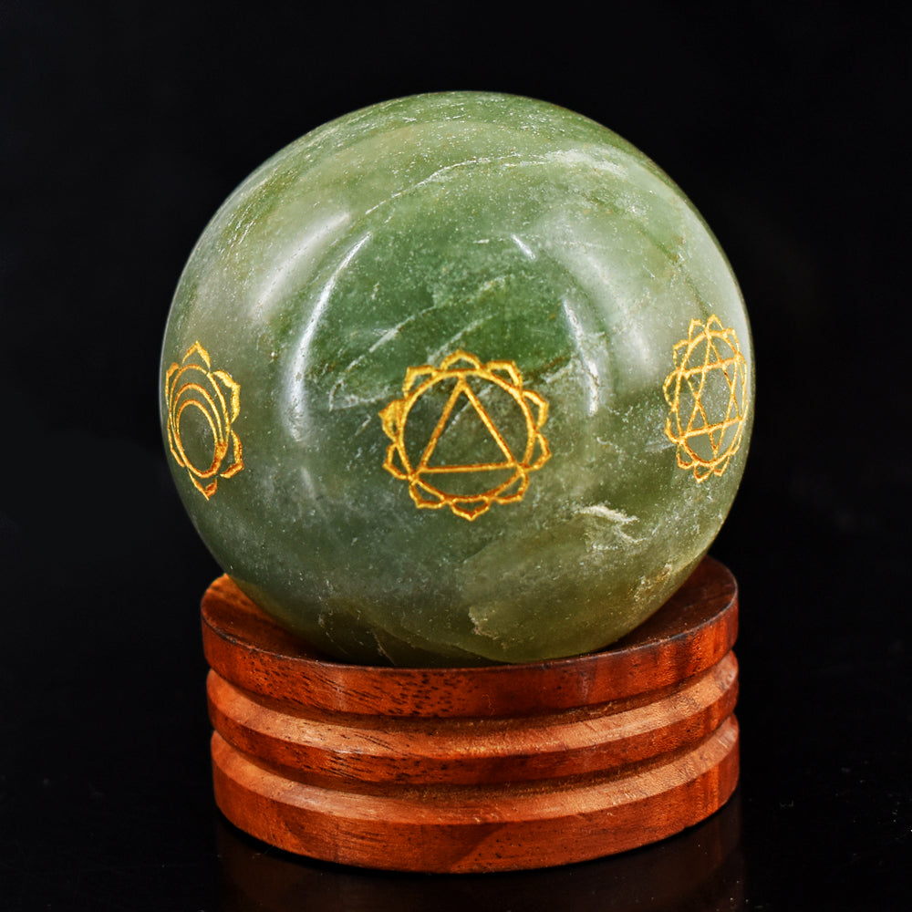 Exclusive 1463.00 Cts Genuine Green Aventurine Seven Chakra Crystal Specimen Gemstone Healing Sphere