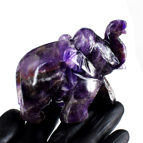 Craftsmen 1125.00 Carats Genuine Amethyst Hand Carved Crystal Gemstone Elephant Carving